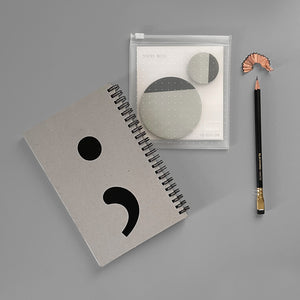 The Sticky Spiral Combo In this combo you'll find: ▲ Sticky Notes ▲ Spiral Notebook - Semicolon Cover (Black cover / Gray color) ▲ Palomino Blackwing Pencil