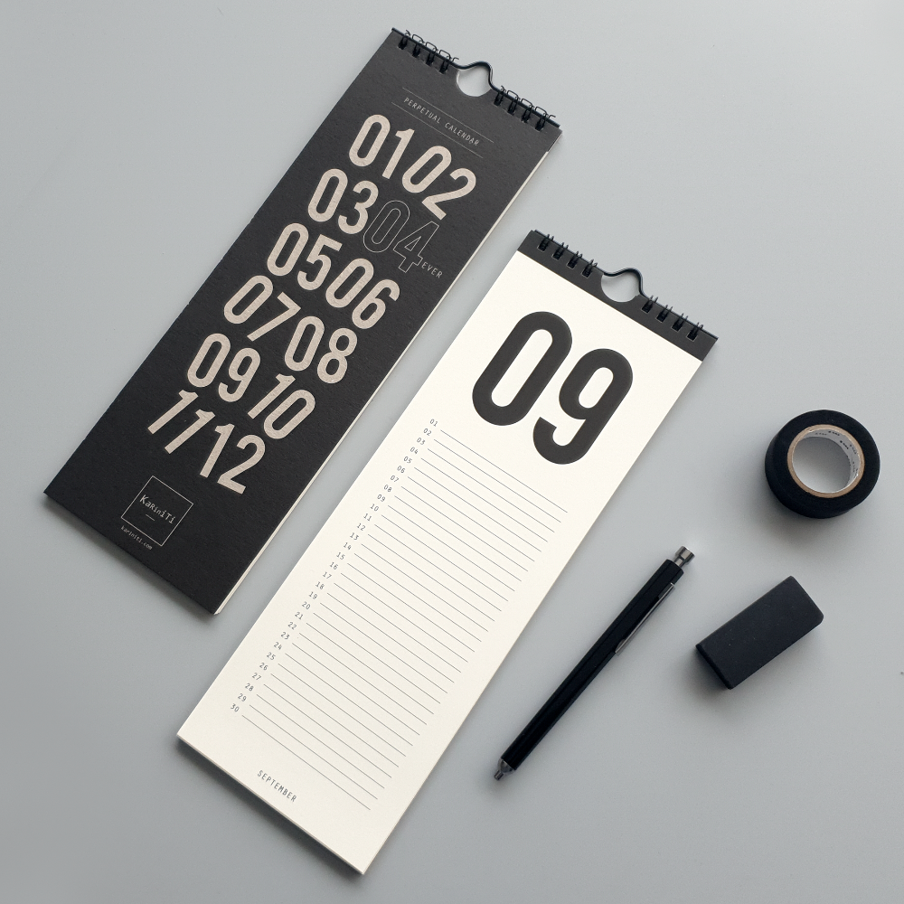 KaRiniTi Design studio, Obsessions with stationery products and paper goods. Perpetual Calendar  Yearly Calendar for your special dates  Hi-quality 300 gr paper 30 cm X 10.5 cm With a hook for hanging.