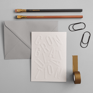 KaRiniTi Greeting card - "CONGRATULATION" ▲ 250 g. ECO Corn Paper ▲ 10.5-14.5 cm (when folded) ▲ Soft Gray envelope included A beautiful way to show you are thinking about the small details.
