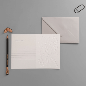 KaRiniTi Greeting card - "CONGRATULATION" ▲ 250 g. ECO Corn Paper ▲ 10.5-14.5 cm (when folded) ▲ Soft Gray envelope included A beautiful way to show you are thinking about the small details.