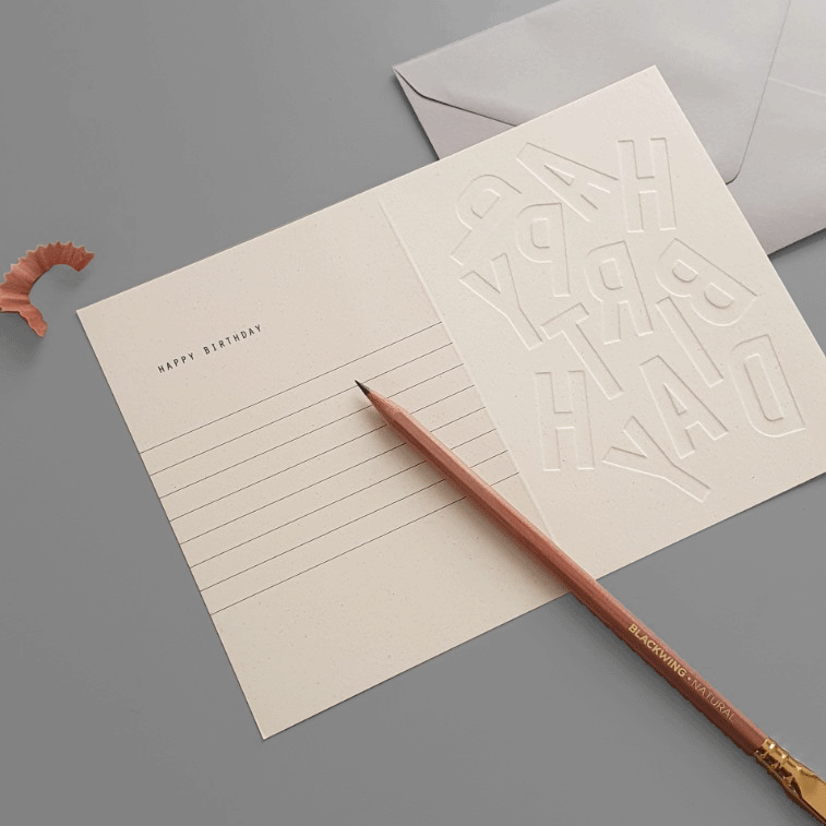 KaRiniTi Greeting card - "HAPPY BIRTHDAY" ▲ 250 g. ECO Orange Paper ▲ 10.5-14.5 cm (when folded) ▲ Soft Gray envelope included A beautiful way to show you are thinking about the small details.