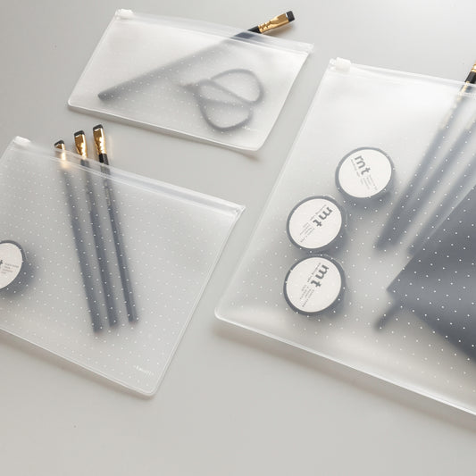 Transparent printed Zip Case - the magic pouch.  Perfect for storing and organizing all those items that always seem to find their way to the bottom of your bag!  Pens and pencils, makeup, jewelry, credit cards anything else you might need a stylish case for.  Made from Transparent EVA material (eco-friendly) with a plastic zipper.   Size small: 11 cm - 22cm / 4.5’’ - 8.5’’  Size medium: 18 cm - 27cm / 7’’ - 10.5’’  Size large: 24 cm - 33cm / 9.5’’ - 13’’