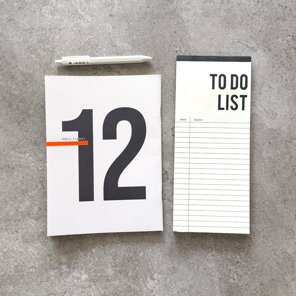 KaRiniTi 12-Month Starter Combo 2026-2027 — Grey Planner, To Do List Paper Block and Hexagon Gel Pen