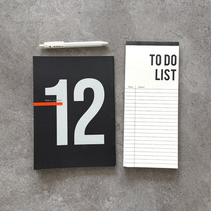 KaRiniTi 12-Month Starter Combo 2026-2027 — Black Planner, To Do List Paper Block and Hexagon Gel Pen
