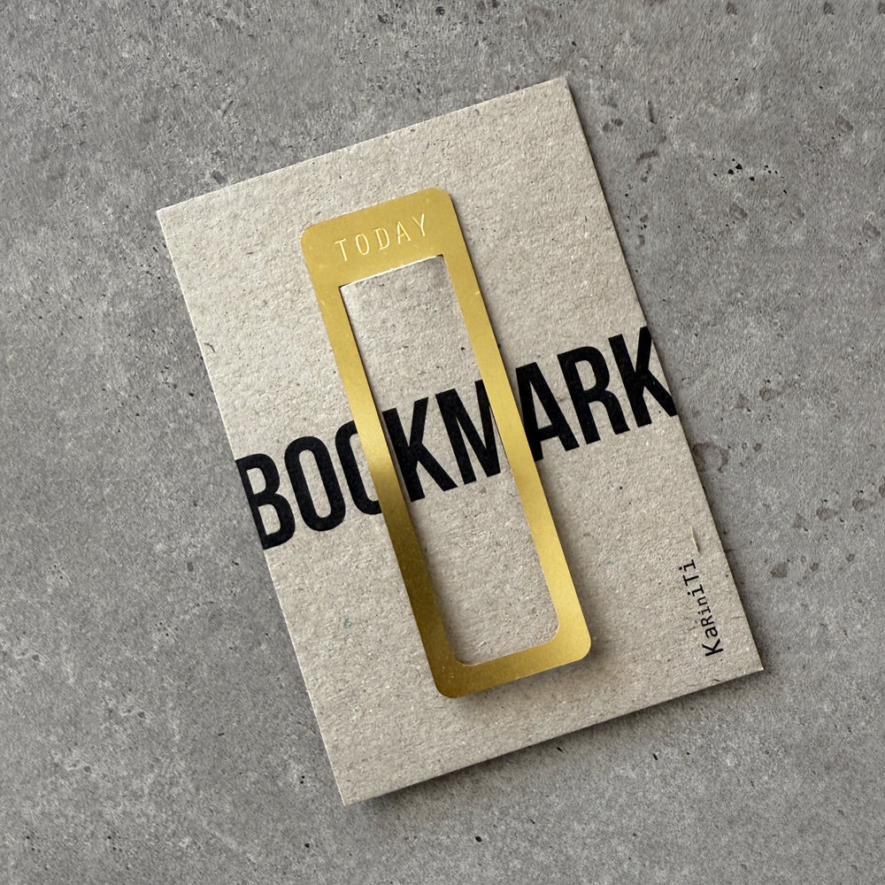 Gold TODAY paper clip bookmark presented on its kraft card