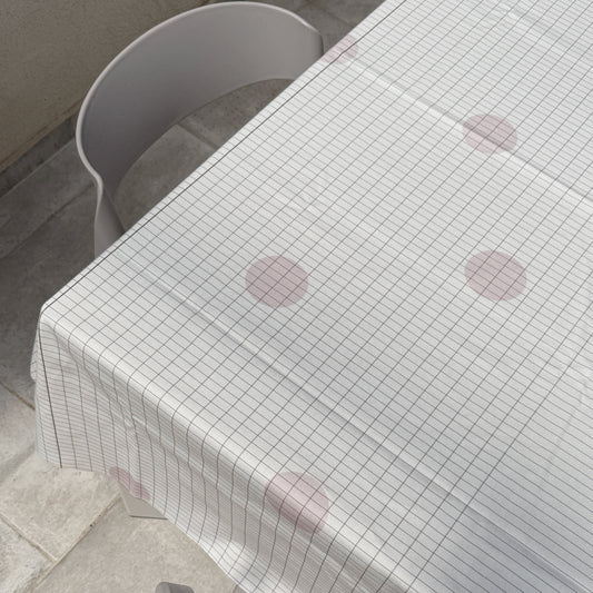 KaRiniTi tablecloth, notebook-inspired design, pink