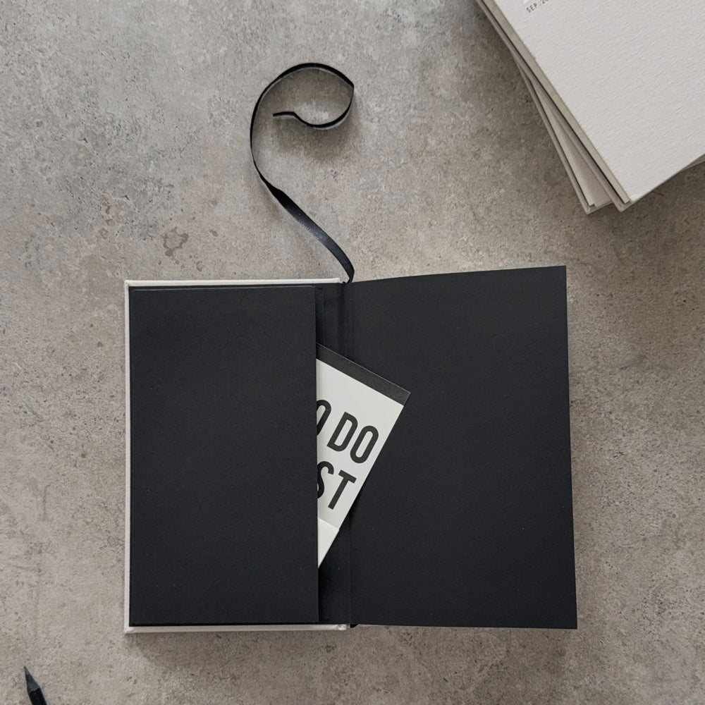 KaRiniTi Weekly Calendar 2026/2027 – back pocket holding a To Do List card with black ribbon bookmark