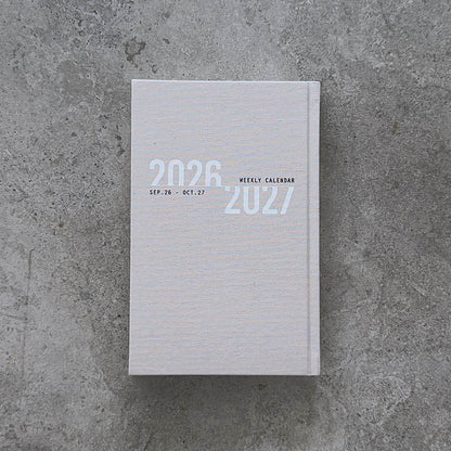 KaRiniTi Weekly Calendar 2026/2027 – grey linen cover, Sep 26 – Oct 27