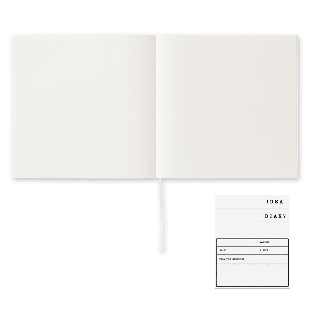 MIDORI MD Notebook Cotton - Blank - open spread with label sticker