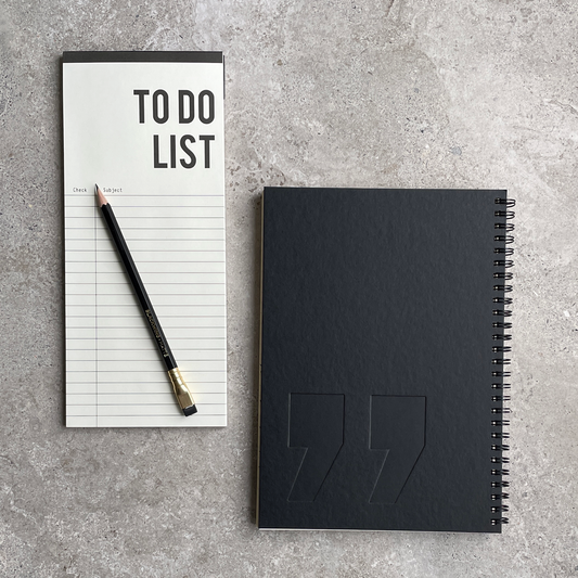 KaRiniTi - The Write It and Do It Combo  In this combo you'll find:  ▲ Spiral Notebook - Quote - Black / Gray  ▲ To Do List  ▲ Blackwing Pencil - Matte
