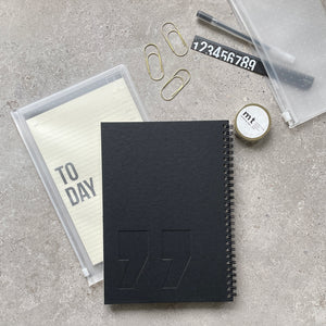KaRiniTi - The Grand Efficiency Combo  In this combo you'll find:  ▲ Spiral Notebook - Quote - Black / Gray  ▲ Today Notepad  ▲ Zip Case - Small Size  ▲ Black Ruler  ▲ Washi Masking Tape - Gold  ▲  Paper Clip - Gold / Black  ▲ Pen