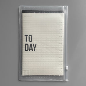 Get organized with this minimalist-designed Daily notepad.  The Today Notepad is a great addition to your work desk, but also small enough to carry it around with you!   ▲ 14 cm - 22 cm size  ▲ 50 pages  ▲ Cream paper, Black print  ▲ cardboard back  ▲ Packaged in an ECO-friendly zipper pouch