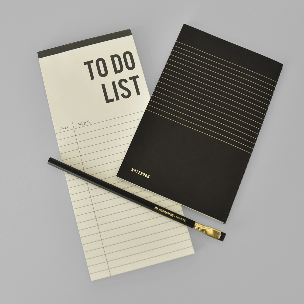 KaRiniTi The Plan and Do Combo ▲ To Do List  ▲ Black Notebook - Lined Paper/ Dot Grid  ▲ Palomino - Blackwing Pencil