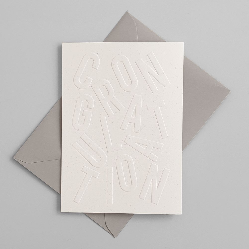KaRiniTi Greeting card - "CONGRATULATION"     ▲ 250 g. ECO Corn Paper   ▲ 10.5-14.5 cm (when folded)  ▲ Soft Gray envelope included     A beautiful way to show you are thinking about the small details.